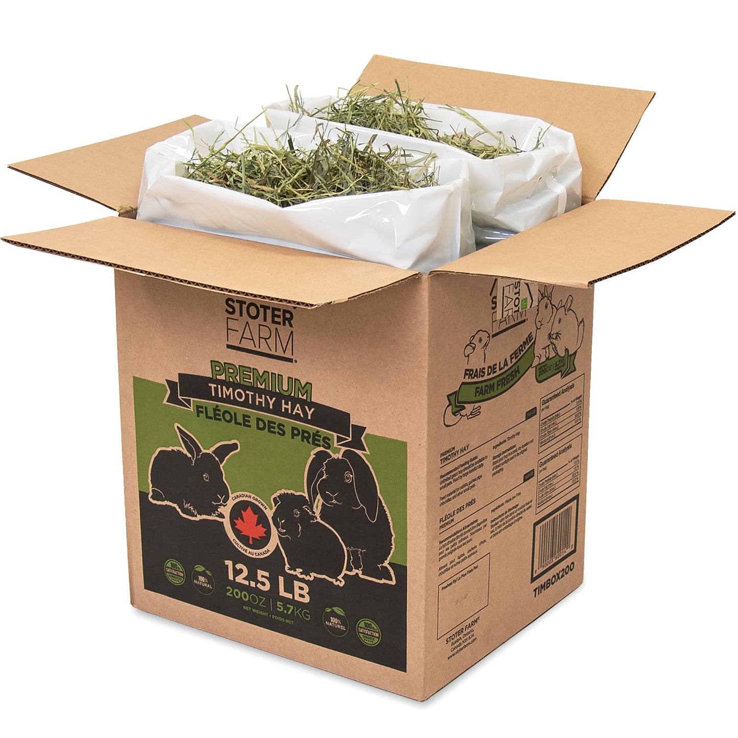 Foin de ferme Stoter – Foin Timothy de qualité supérieure (boîte de 5,6 kg/200 oz)